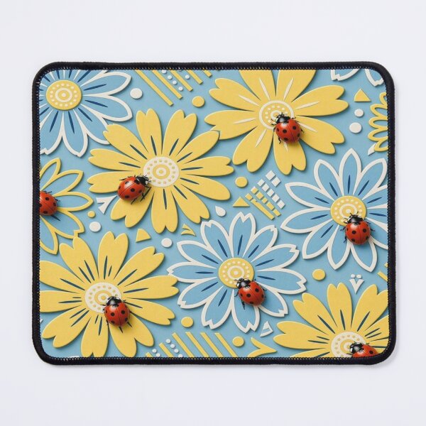 Item preview, Cute Ladybugs and Daisy Flowers Papercut Seamless Pattern designed and sold by Breezes-of-Ida.