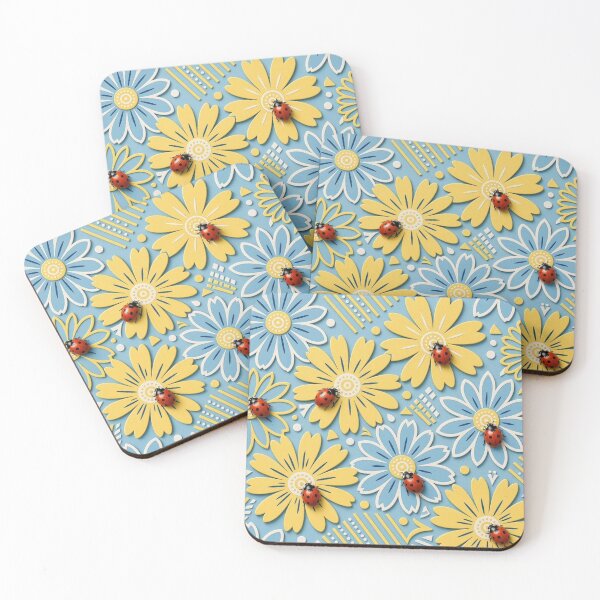 Item preview, Cute Ladybugs and Daisy Flowers Papercut Seamless Pattern designed and sold by Breezes-of-Ida.