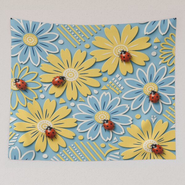 Item preview, Cute Ladybugs and Daisy Flowers Papercut Seamless Pattern designed and sold by Breezes-of-Ida.