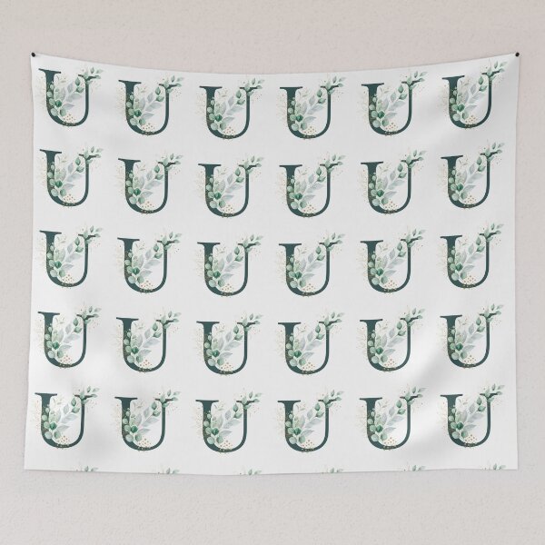 Item preview, Sage Green Botinical Letter U designed and sold by ITCHAWAWAA.