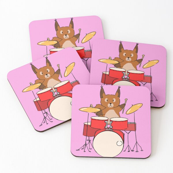 Item preview, Cute squirrel playing drums Pink version designed and sold by thistleberry.