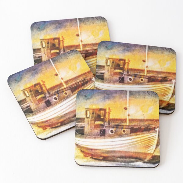 Item preview, Boat Sunset Beach Painting designed and sold by livianasgifts.