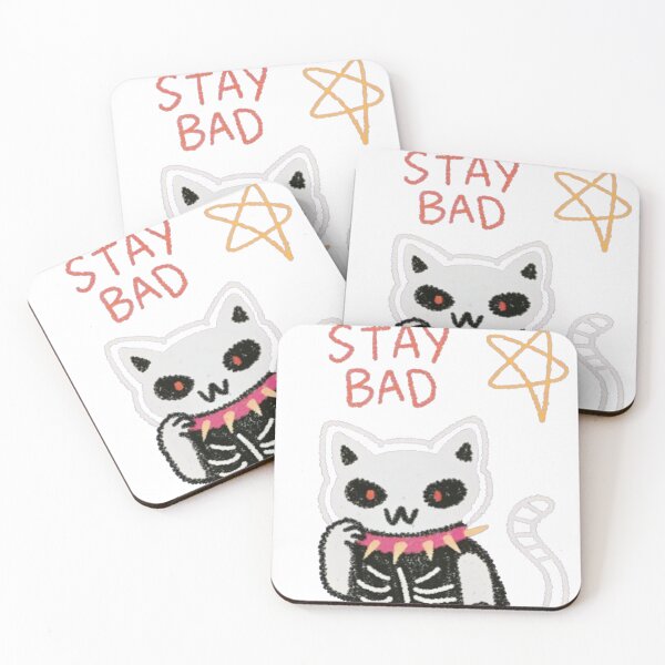 Item preview, Stay Bad Skeleton Cat Edgy Doodle designed and sold by smiadraspi.