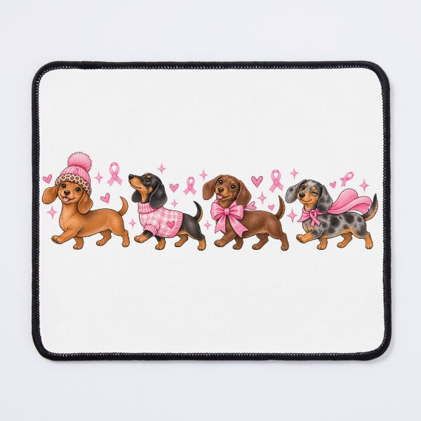 Item preview, Pink Dachshund Doodles Breast Cancer Awareness Graphic Design Art designed and sold by VGAfanatic.