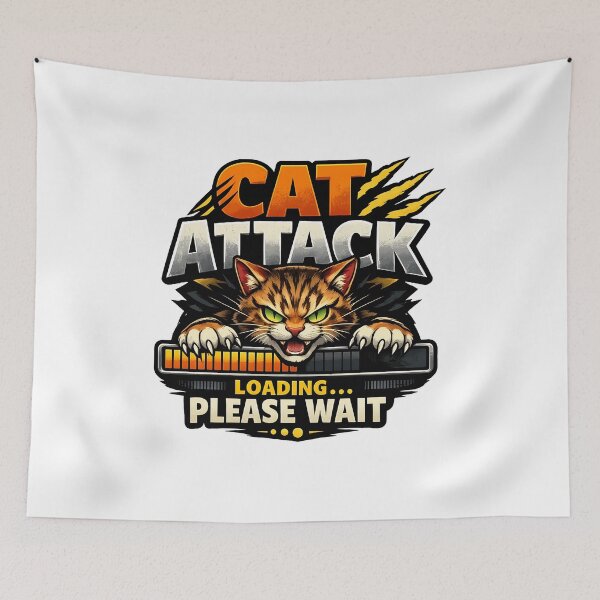 Item preview, Cat Attack Loading Please Wait Funny Cat Graphic designed and sold by SoyLamderma.