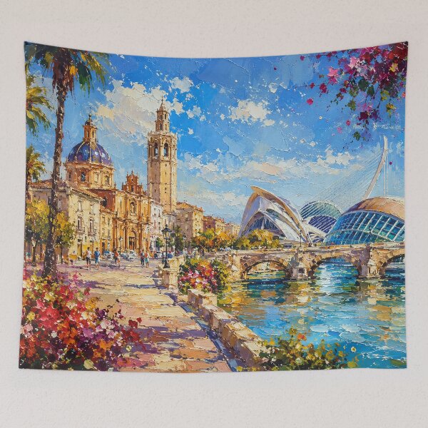 Item preview, Valencia, Spain – a painting of a summer day in this beautiful European city. designed and sold by GalleryKauffeld.