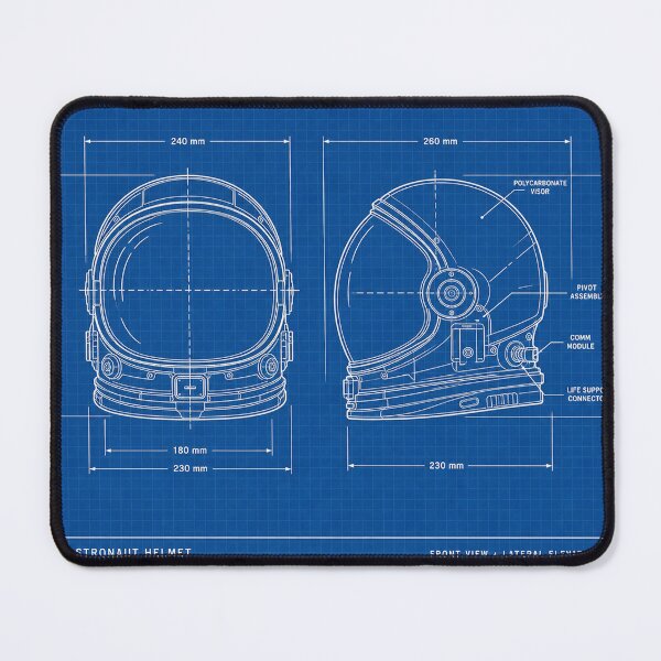 Item preview, Astronaut Helmet Blueprint – Space Engineering Technical Drawing designed and sold by Mavriboy.