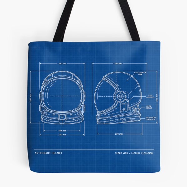 Artikelvorschau, Astronaut Helmet Blueprint – Space Engineering Technical Drawing entworfen und verkauft von Mavriboy.
