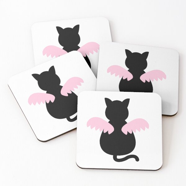Item preview, Black Cat Back View with Pink Angel Wings designed and sold by Tanapan2529.