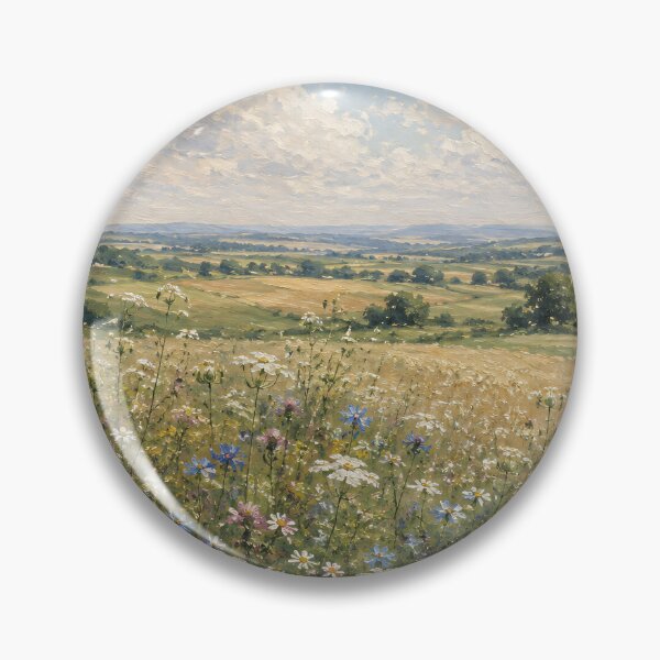 Item preview, Wildflower Meadow Oil Painting Rolling Hills Summer designed and sold by Jozefin's Studio.