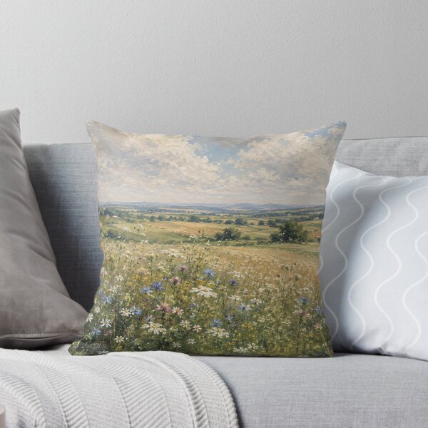 Item preview, Wildflower Meadow Oil Painting Rolling Hills Summer designed and sold by Jozefin's Studio.