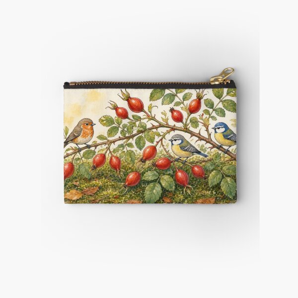 Item preview, Vintage Watercolor Birds on Rosehip Branch Botanical Illustration designed and sold by Breezes-of-Ida.