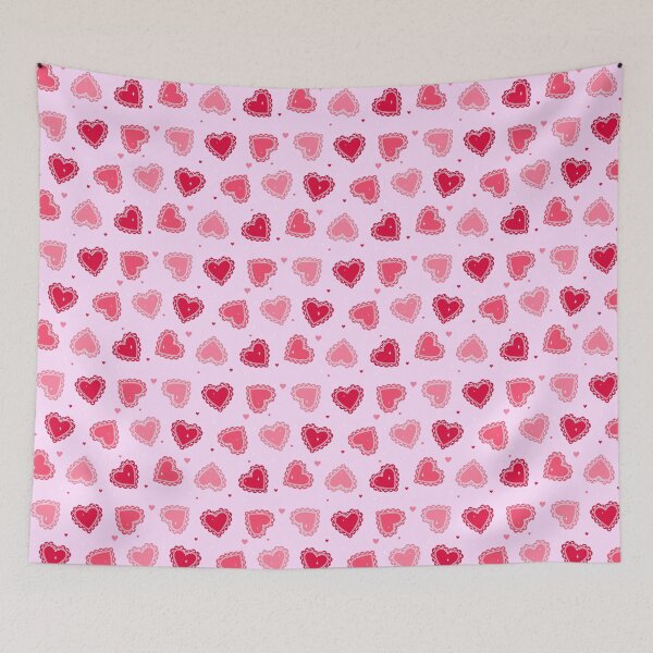Item preview,  pink and red lace hearts on a pink background designed and sold by burbura.