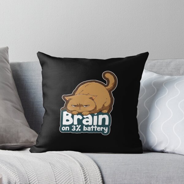 Item preview, Lazy Cat Brain on 3% Battery - Funny Motivational Quote designed and sold by Cust-tshirts.