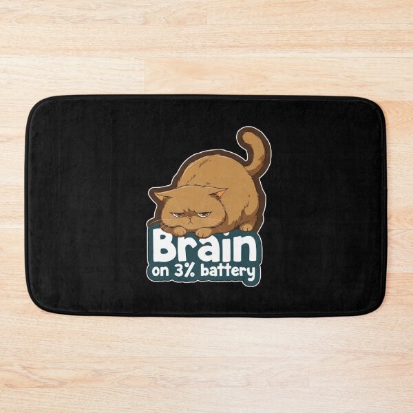 Item preview, Lazy Cat Brain on 3% Battery - Funny Motivational Quote designed and sold by Cust-tshirts.