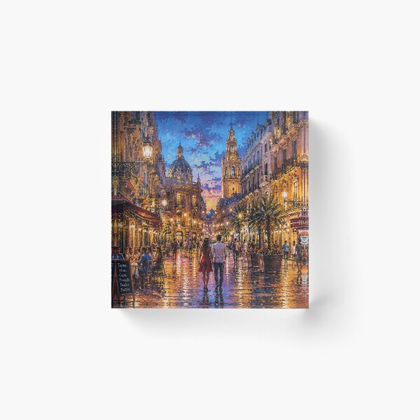 Item preview,  Valencia by night painting, Spain – A Beautiful city in Europe. designed and sold by GalleryKauffeld.