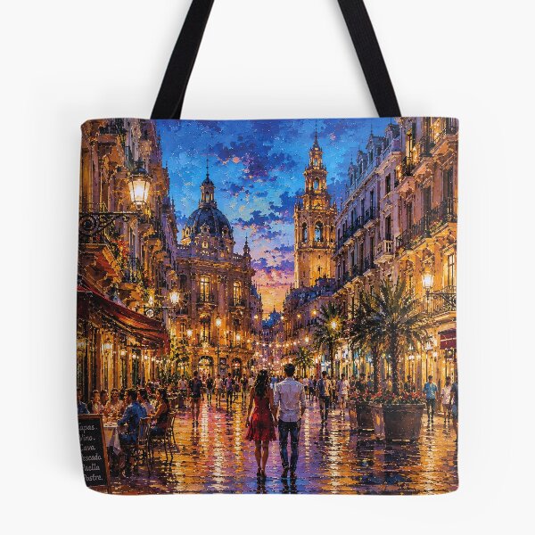 Item preview,  Valencia by night painting, Spain – A Beautiful city in Europe. designed and sold by GalleryKauffeld.