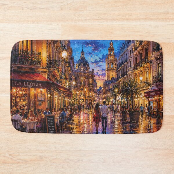 Item preview,  Valencia by night painting, Spain – A Beautiful city in Europe. designed and sold by GalleryKauffeld.