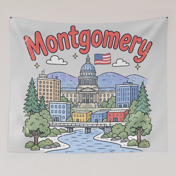 Item preview, Montgomery Alabama Cute Colorful Cityscape designed and sold by HowToCanadian.