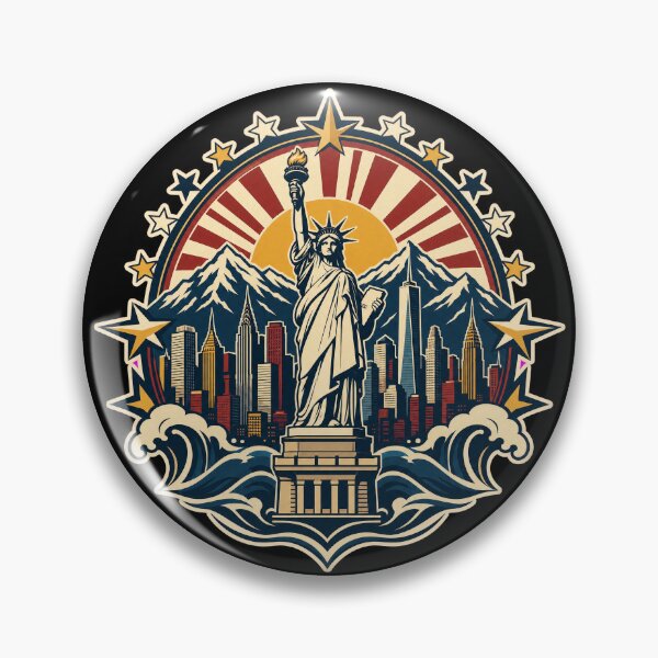 Item preview, Retro New York Statue of Liberty Badge — Dark Edition designed and sold by TheOddPrints.