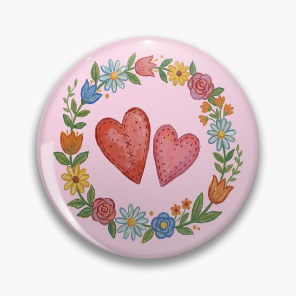 Item preview, Stitched Hearts Folk Wreath - Slavic Naive Art Wedding Print designed and sold by FreiherrPK.