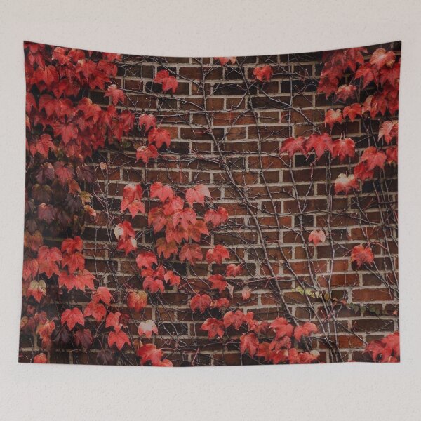Item preview, Red Autumn Ivy on Brick Wall — Crimson Fall Foliage Texture designed and sold by LYAN-STORE.