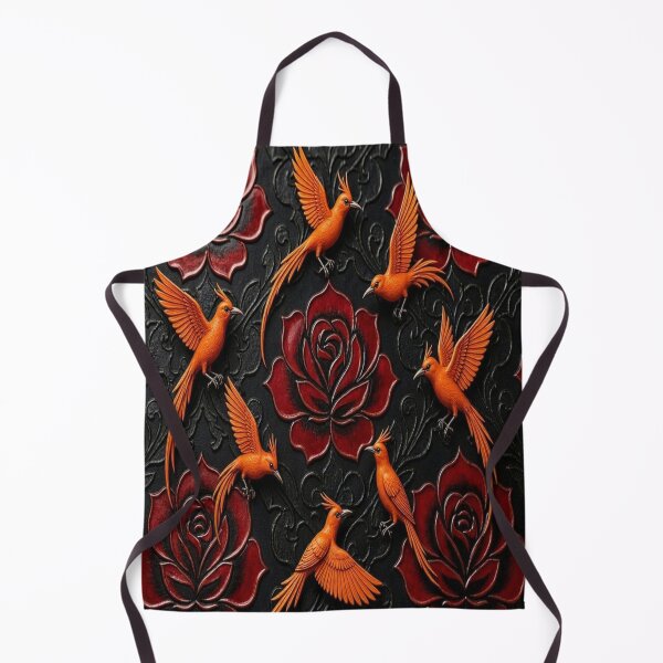 Item preview, 3D Embossed Orange Phoenix Birds and Gothic Red Roses designed and sold by Breezes-of-Ida.