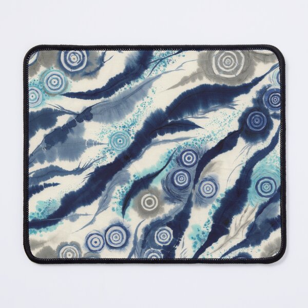 Item preview, Indigo Ocean Shibori – Japanese Wave Tie Dye Pattern, Coastal Japandi Textile & Home Décor designed and sold by Tamas Das.