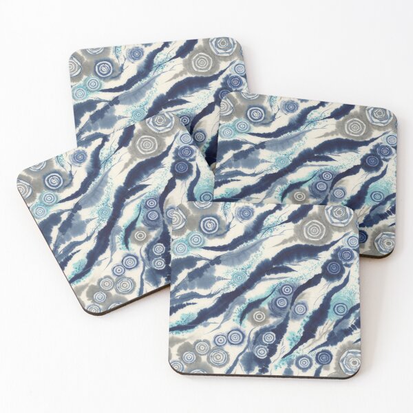 Item preview, Indigo Ocean Shibori – Japanese Wave Tie Dye Pattern, Coastal Japandi Textile & Home Décor designed and sold by Tamas Das.