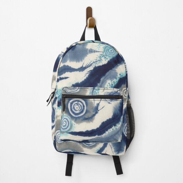 Item preview, Indigo Ocean Shibori – Japanese Wave Tie Dye Pattern, Coastal Japandi Textile & Home Décor designed and sold by Tamas Das.