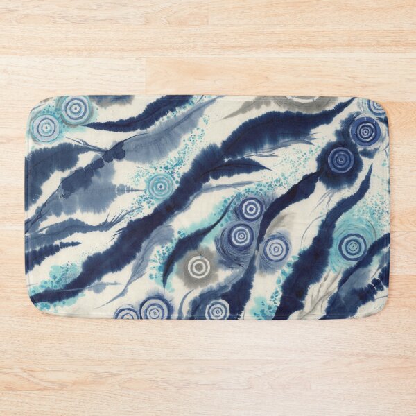 Item preview, Indigo Ocean Shibori – Japanese Wave Tie Dye Pattern, Coastal Japandi Textile & Home Décor designed and sold by Tamas Das.