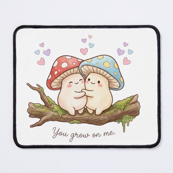 Item preview, You Grow On Me | Whimsical Chibi Mushroom Love designed and sold by HappyHarmony40.