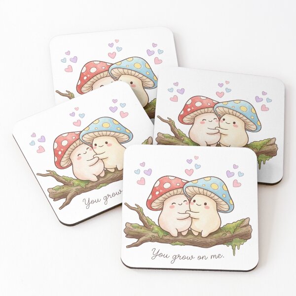 Item preview, You Grow On Me | Whimsical Chibi Mushroom Love designed and sold by HappyHarmony40.