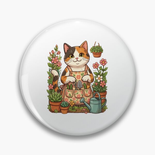 Item preview, Cute Calico Cat Gardener with Floral Apron designed and sold by GiaoCalonas.