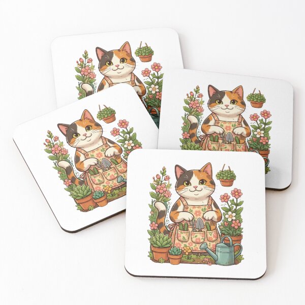 Item preview, Cute Calico Cat Gardener with Floral Apron designed and sold by GiaoCalonas.