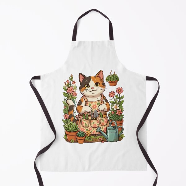 Item preview, Cute Calico Cat Gardener with Floral Apron designed and sold by GiaoCalonas.
