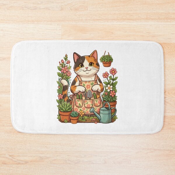 Item preview, Cute Calico Cat Gardener with Floral Apron designed and sold by GiaoCalonas.