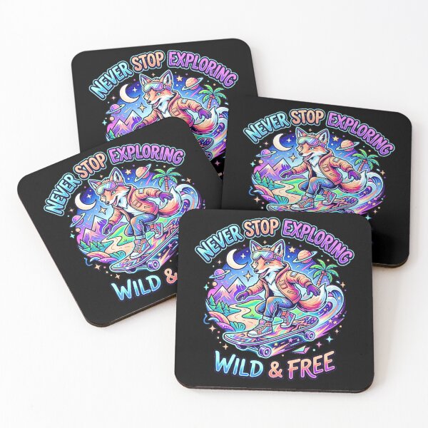 Item preview, Never Stop Exploring Wild Free Fox Skateboarding designed and sold by rich-moda.