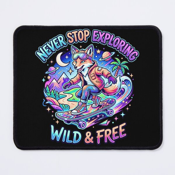 Item preview, Never Stop Exploring Wild Free Fox Skateboarding designed and sold by rich-moda.