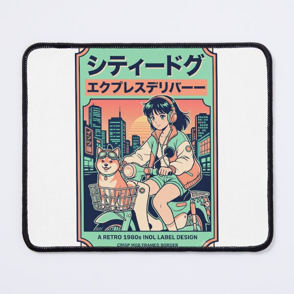 Item preview, City Dog Express Retro 80s Anime Scooter Label Design designed and sold by evergreener-art.