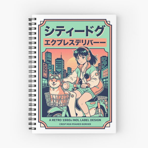Item preview, City Dog Express Retro 80s Anime Scooter Label Design designed and sold by evergreener-art.