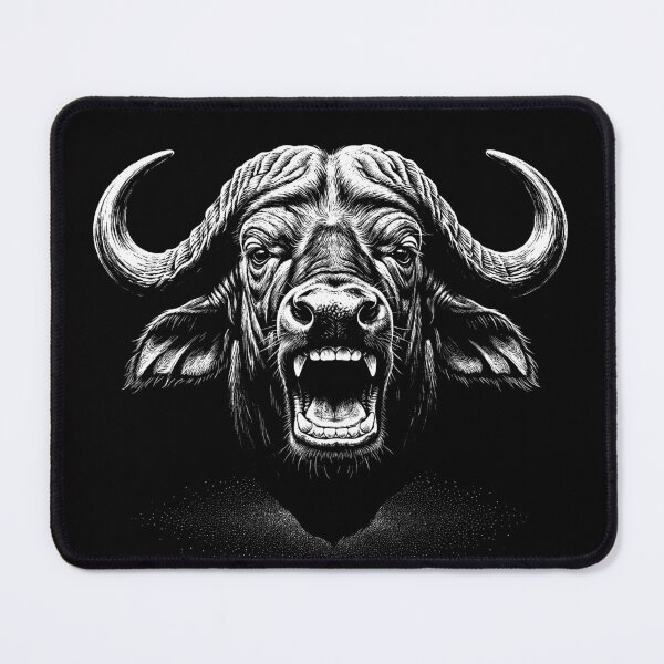 Item preview, The Bellowing Cape Buffalo - African Wildlife Scratchboard Engraving Art Print designed and sold by FreiherrPK.