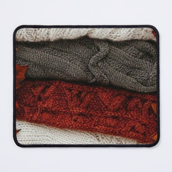 Item preview, Cozy Knitted Sweaters Stack with Autumn Leaves — Warm Fall Hygge Texture designed and sold by LYAN-STORE.