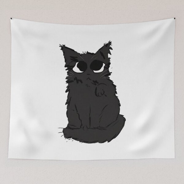Item preview, Fluffy Black Cat with Big Eyes - Sketchy Style designed and sold by GiaoCalonas.
