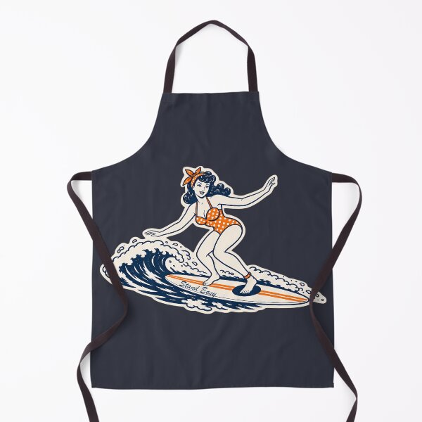 Item preview, Stand Easy Surf Crew Tshirt - Female Longboard Surfer - Mid Century Bettie Page designed and sold by Bombergirls.