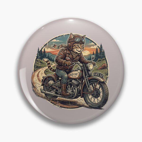 Item preview, Vintage Biker Cat | Retro Classic Motorcycle Illustration designed and sold by FootprintofLove.