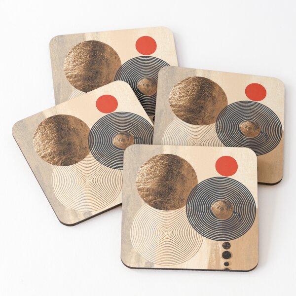 Item preview, Mid-Century Geometric Spheres - Two Tone Earthy - Metallic Abstract Art designed and sold by GrinGalore.