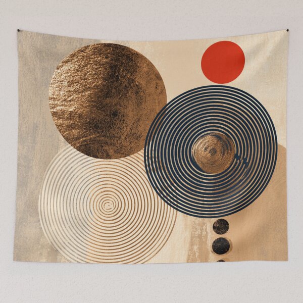 Item preview, Mid-Century Geometric Spheres - Two Tone Earthy - Metallic Abstract Art designed and sold by GrinGalore.