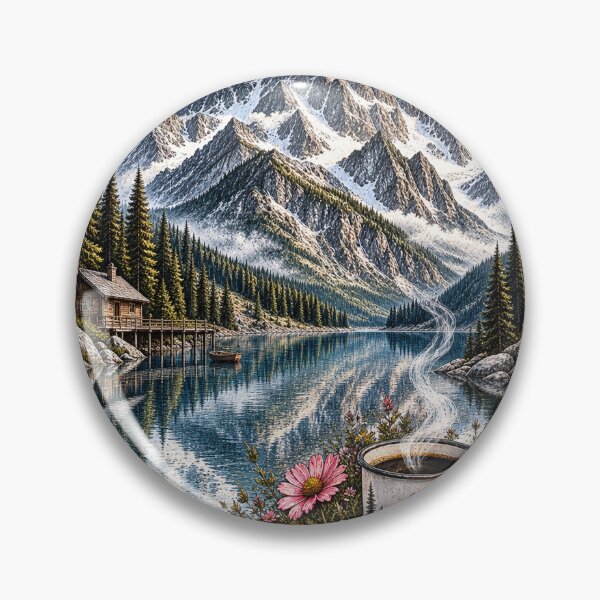 Item preview, Alpine Morning Coffee – Vintage Mountain Sketch designed and sold by NOVS·94.
