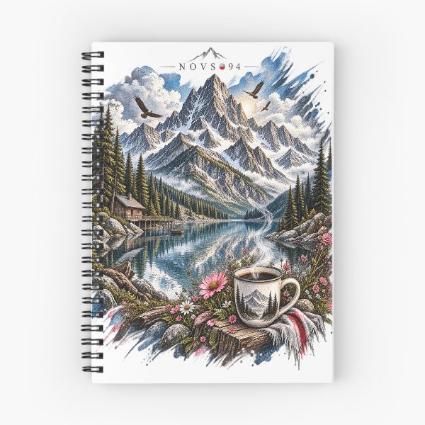 Item preview, Alpine Morning Coffee – Vintage Mountain Sketch designed and sold by NOVS·94.